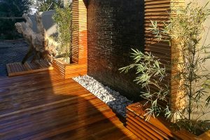 Contemporary garden water feature with pebbles and cascading water, installed by Creative Landscapes in Durban